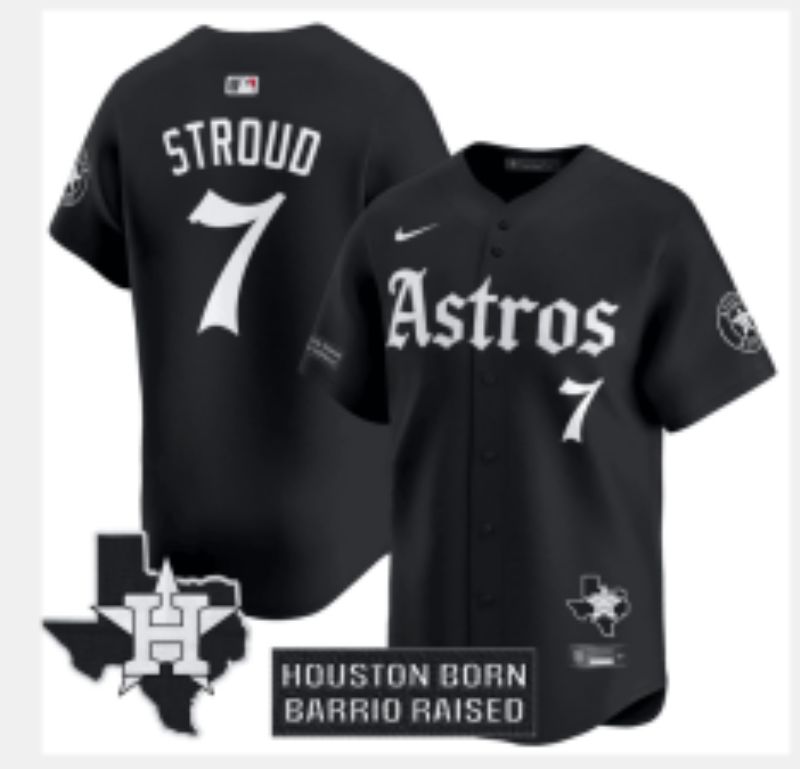 Men 2025 Houston Astros #7 Stroud Black Five generations Joint Name Nike MLB Jersey style 14->houston astros->MLB Jersey
